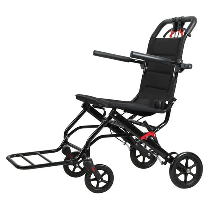 17.7 Inch Narrow Foldable Transport Wheelchair with Pull Bar