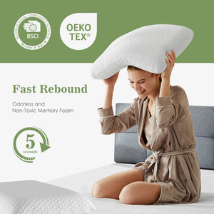 2-Pack Standard Size Memory Foam Neck Pillows with Ventilated Cooling Design & Removable Washable Covers