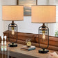 24-Inch Black Farmhouse Table Lamps, Set of 2, with USB Ports for Bedside and Living Room