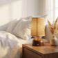 Cordless Rechargeable Wooden Table Lamp with Linen Shade, 3 Color Temperatures, Stepless Dimming, Up to 12-Hour Battery Life