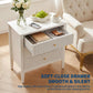 31.5" Fluted Nightstand with Charging Station & 3 Drawers, Raised-Leg Bedside Storage Cabinet for Bedroom & Living Room