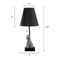Poodle Table Lamp with USB-C and USB-A Charging Ports, Black Fabric Shade and Dog Figurine Base, Bedside Nightstand Light