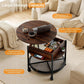 27" Lift-Top Coffee Table with Wheels, Storage & Lighting, Walnut Farmhouse Center Table with Metal Shelf