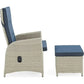 2-Piece All-Weather Wicker Recliner Chair Set with Ottomans & Cushions – Indoor Outdoor Patio Lounge Furniture