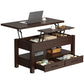 39.4" Lift-Top Coffee Table with 2 Drawers & Hidden Storage, Square Wood Center Table for Living Room & Home Office