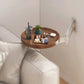 Foldable Wall Mounted Round Side Table with Rotatable Swing Arm, Adjustable Floating Bedside Tray & Space-Saving Shelf for Bedroom and Sofa