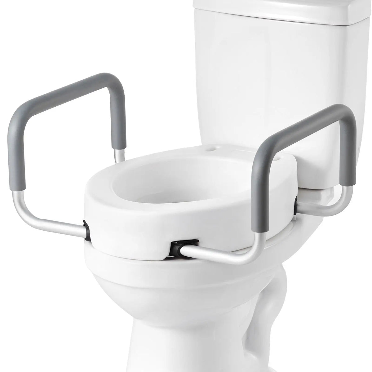 3.5" Raised Toilet Seat with Arms – Elevated Toilet Riser with Padded Handles, 300 lb Capacity
