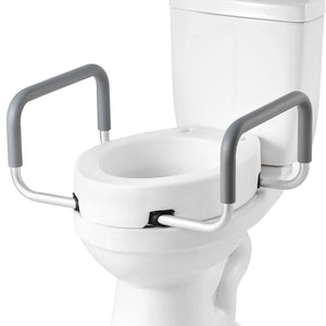 3.5" Raised Toilet Seat with Arms – Elevated Toilet Riser with Padded Handles, 300 lb Capacity