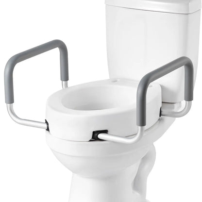 3.5" Raised Toilet Seat with Arms – Elevated Toilet Riser with Padded Handles, 300 lb Capacity