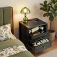 Modern Nightstand with Charging Station, 2 Drawers & Open Shelf, Bedside Table with USB-C Port & AC Outlet, Black