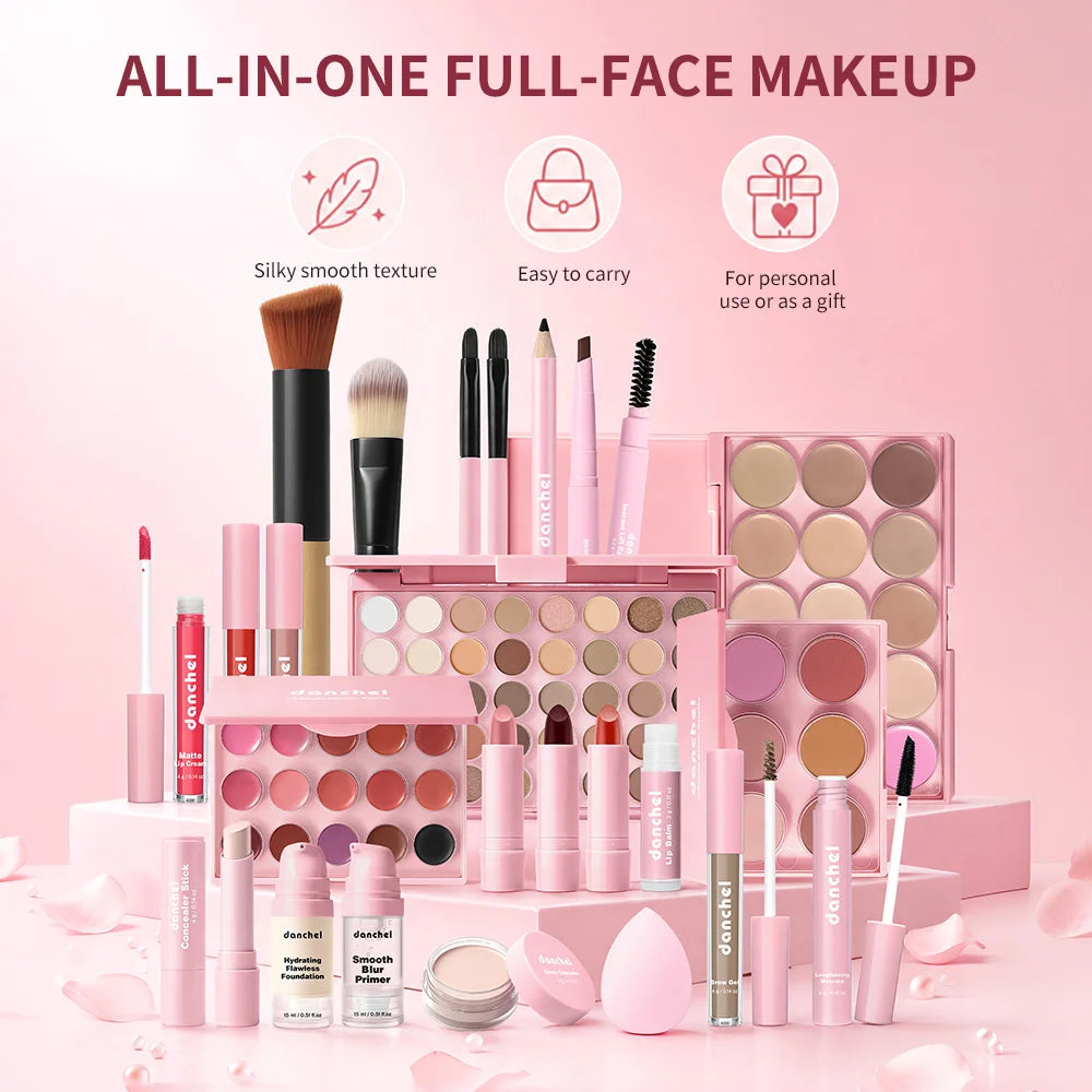 All-in-One Makeup Kit with Eyebrow Makeup, Eyeliner & Eyeshadow, Portable Cosmetics Set for Beginners