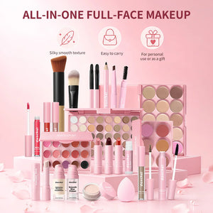 All-in-One Makeup Kit with Eyebrow Makeup, Eyeliner & Eyeshadow, Portable Cosmetics Set for Beginners
