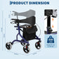 Heavy-Duty Aluminum Rollator Walker for Seniors with Seat – 330 lb Capacity, 8" All-Terrain Wheels & Dual Brakes