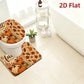 Fall Thanksgiving Bathroom Rug Set, Non-Slip Absorbent Bath Mat with Pumpkin & Maple Leaf Design, Toilet Lid Cover