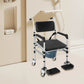 Foldable Rolling Shower Commode Chair with Bidet – Height Adjustable Toilet & Bath Seat with Wheels, 352 lb Capacity