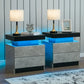 Set of 2 LED Nightstands with 2 Drawers, Modern Bedside Tables with LED Lights & Storage for Bedroom