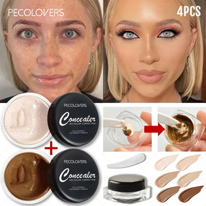 4-Piece Cream Concealer Set, Full Coverage Blendable Color Kit for Face & Body Makeup