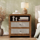 23" Wide Nightstand with Charging Station, 2 Drawers, 2 AC Outlets & 2 USB Ports, Narrow Bedside Table for Bedroom & Living Room