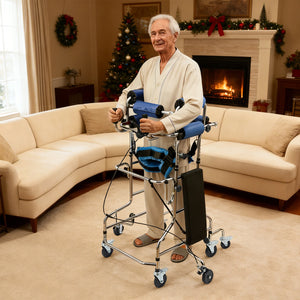 8-Wheel Mobility Walking Aid, Adjustable Height & Width Support Walker for Seniors, Rehabilitation, Home & Care Facilities