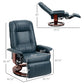 Swivel Recliner Chair with Retractable Footrest – Air Leather Armchair with Adjustable High Back & Wood Base, Blue