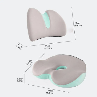 Ergonomic Lumbar Support Pillow & Seat Cushion Set – Memory Foam Back Support for Office Chair, Car, Driving & Computer Desk