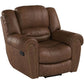 Classic Leather Manual Recliner Chair, Traditional Single Sofa with Padded Arms & Backrest for Living Room