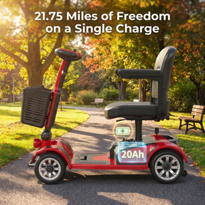Foldable Electric Mobility Scooter for Adults, 20Ah Removable Battery, 4.8 MPH, 12° Climbing, Anti-Tip Design