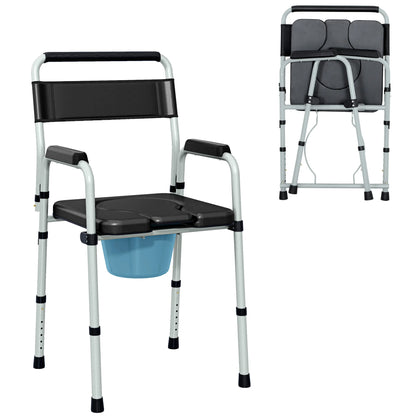 4-in-1 Adjustable Bedside Commode & Shower Chair – Portable Raised Toilet Seat with Handles for Seniors
