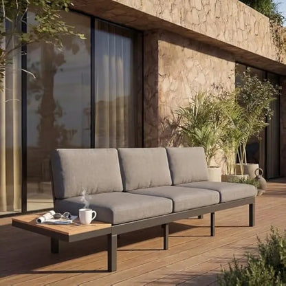 3-Seat Modular Outdoor Sofa Bed with Adjustable Reclining Lounge – Convertible Patio Couch with Detachable Side Table