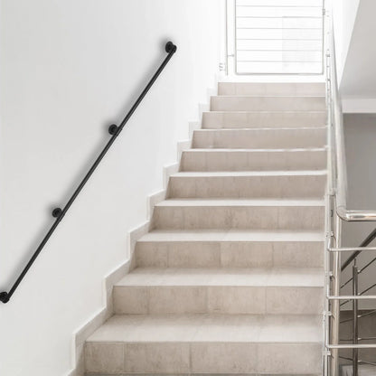 12FT Wall-Mounted Stair Handrail – Galvanized Iron Pipe Safety Railing, Rust Resistant