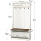Hall Tree with Bench, Coat Rack & Shoe Cabinet, Entryway Storage Bench with Flip Drawers, Shoe Organizer, White & Walnut