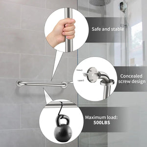 2-Pack 16" Shower Grab Bars – Satin Nickel Stainless Steel Bathroom Safety Handles for Seniors