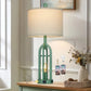 27-Inch Coastal Table Lamp, 3-Way Dimmable Touch Control, USB-A and USB-C Ports, AC Outlet, Vintage Bedside Nightstand Lighting