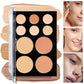 10-Color Cream Contour and Concealer Palette with Brush, Highlighter and Bronzer Makeup Kit