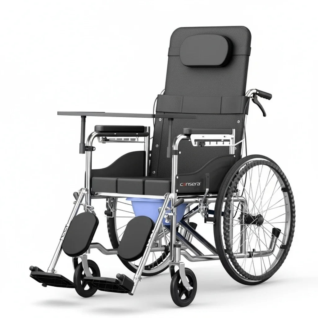 Folding Steel Manual Wheelchair with 100kg Capacity