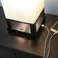 Compact Bedside Table Lamp with USB Charging Port and Wood Frame, Modern Asian Style for Bedroom and Living Room