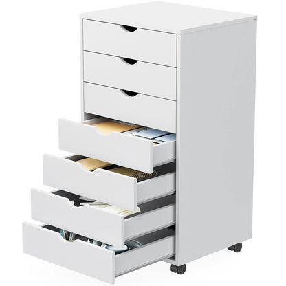 7-Drawer Rolling Storage Cabinet with Wheels, Wooden Chest Dresser & Mobile File Organizer for Bedroom, Office & Living Room