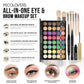 11-Piece Eye & Brow Makeup Set, 40-Color Matte & Shimmer Eyeshadow Palette, Eyebrow Pencil, Liquid Eyeliner, Mascara & Brushes