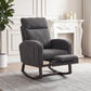 Nursery Glider Rocking Chair with Adjustable Footrest – High Back Upholstered Lounge Chair with Side Pockets, Beige