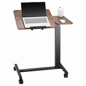 Height & Angle Adjustable Overbed Table with Swivel Casters, Mobile Rolling Bedside Laptop Desk for Home & Office