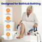 Sliding Shower Chair with Swivel Seat – Height Adjustable Tub Transfer Bench with Armrests, Padded Seat & Safety Belt