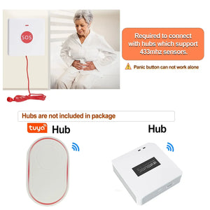 Topvico1/2/3/5pcs 433mhz SOS Panic Button Emergency Call For Elderly Senior Alarm, One Key Press / Pull For Help Caregiver Pager