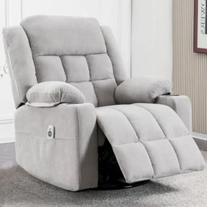 Power Swivel Rocker Recliner Chair with Massage & Heat, Infinite Position Electric Glider with USB & Type-C Charging Ports