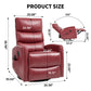 Red Fabric Manual Recliner Chair with Heat & Massage, 360° Swivel Rocking Lounge Chair for Living Room