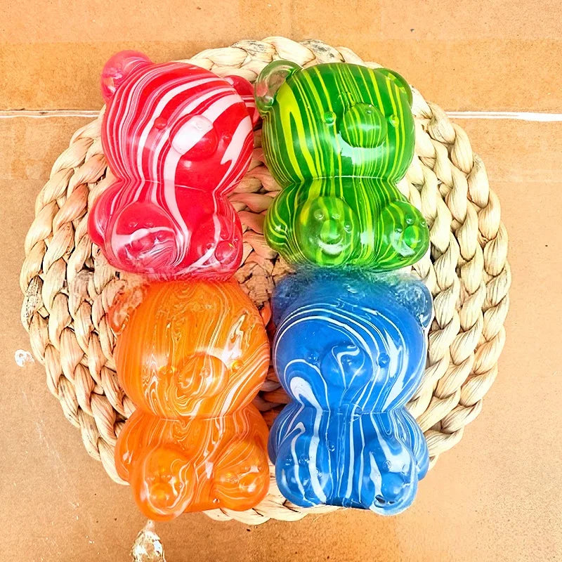 Iridescent Bear Squishy Toy, Slow-Rebound Stretchy Sensory Squeeze Fidget & Desk Toy