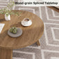 33.5" Round Coffee Table with Wood Grain Top & Angled Legs, Modern Center Table for Living Room & Apartment