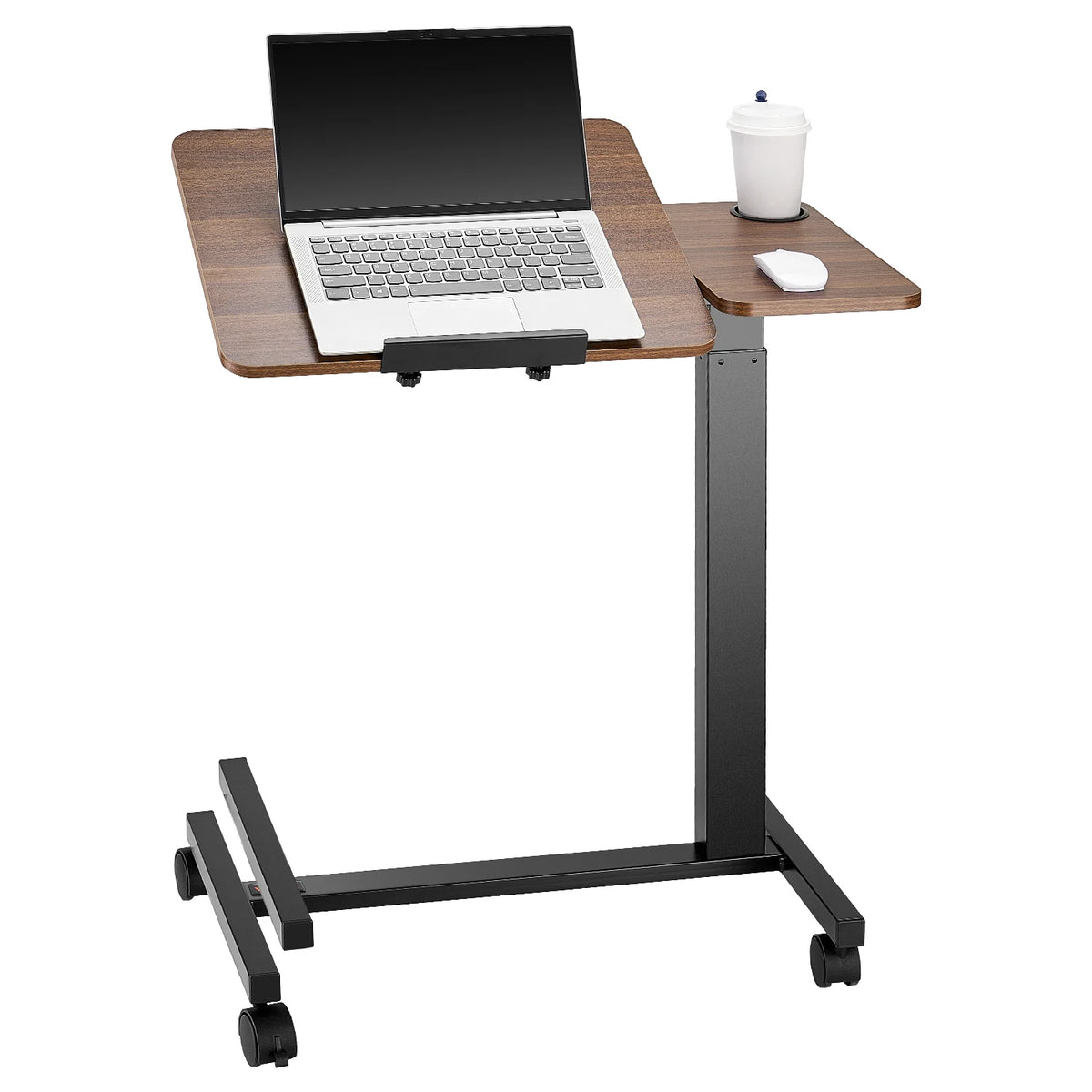 Height & Angle Adjustable Overbed Table with Swivel Casters, Mobile Rolling Bedside Laptop Desk for Home & Office