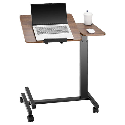 Height & Angle Adjustable Overbed Table with Swivel Casters, Mobile Rolling Bedside Laptop Desk for Home & Office