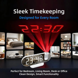 8.8-Inch LED Projection Alarm Clock with 180° Ceiling Projector, Dual Alarms, USB Charging, Temperature & Adjustable Brightness
