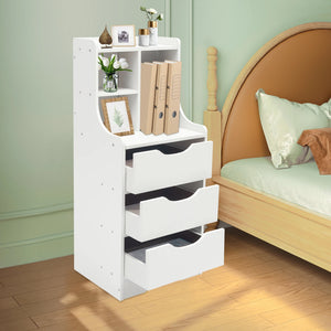 3-Drawer Tall Nightstand, 33.46-Inch Vertical Bedside Storage Cabinet, 27.56 lb Capacity for Bedroom & Study